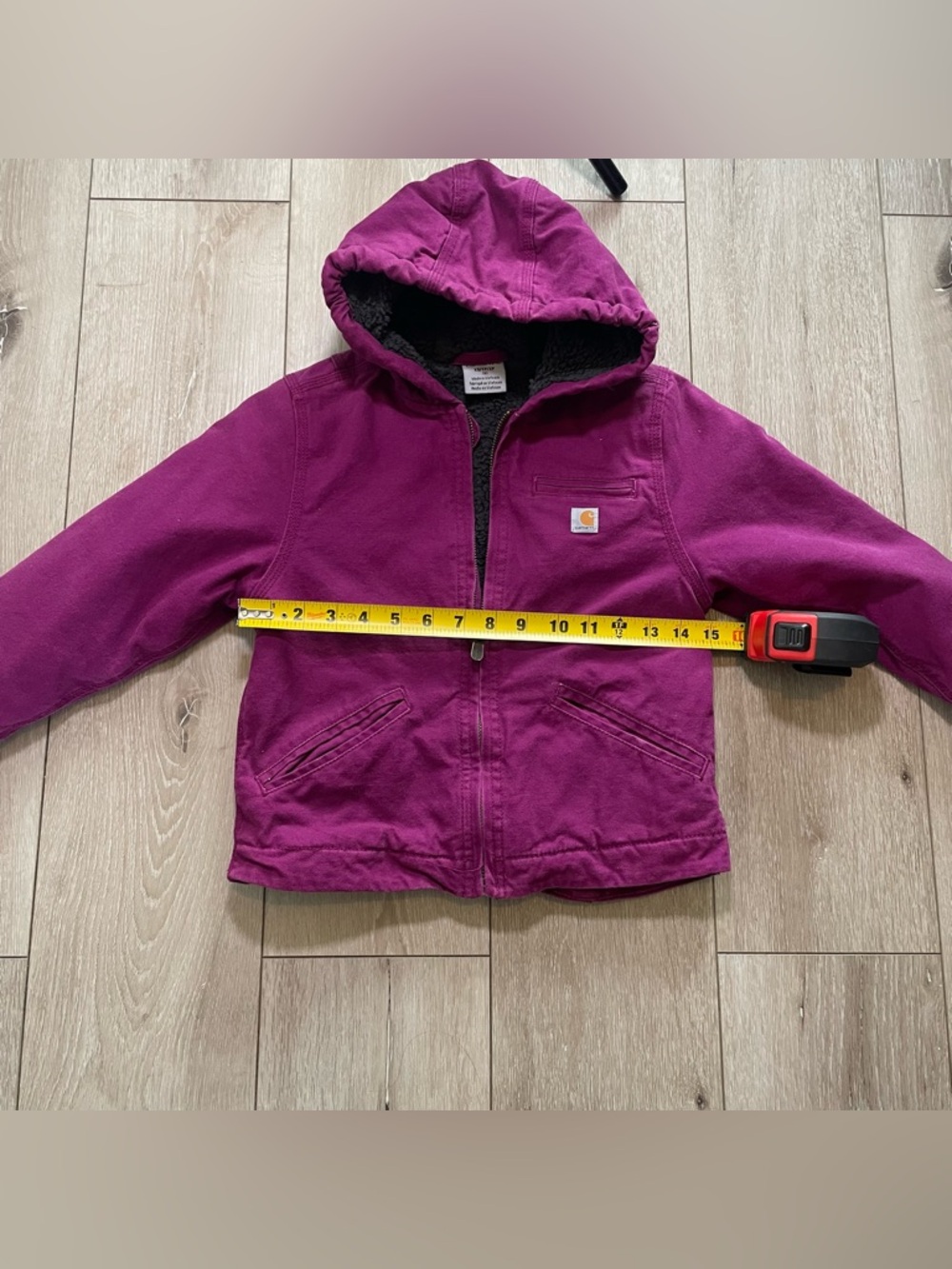 Carhartt Kids Plum Sherpa-Lined Sierra Jacket Girls Workwear Gorpcore Coat XS  6 - Picture 6 of 7